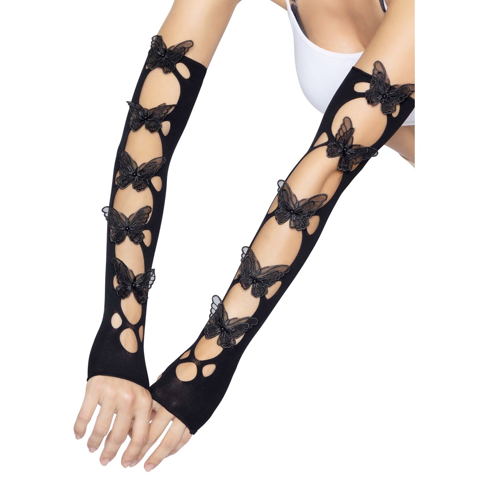 Leg Avenue - Butterfly Applique Arm Warmers Gants de costume - Noir